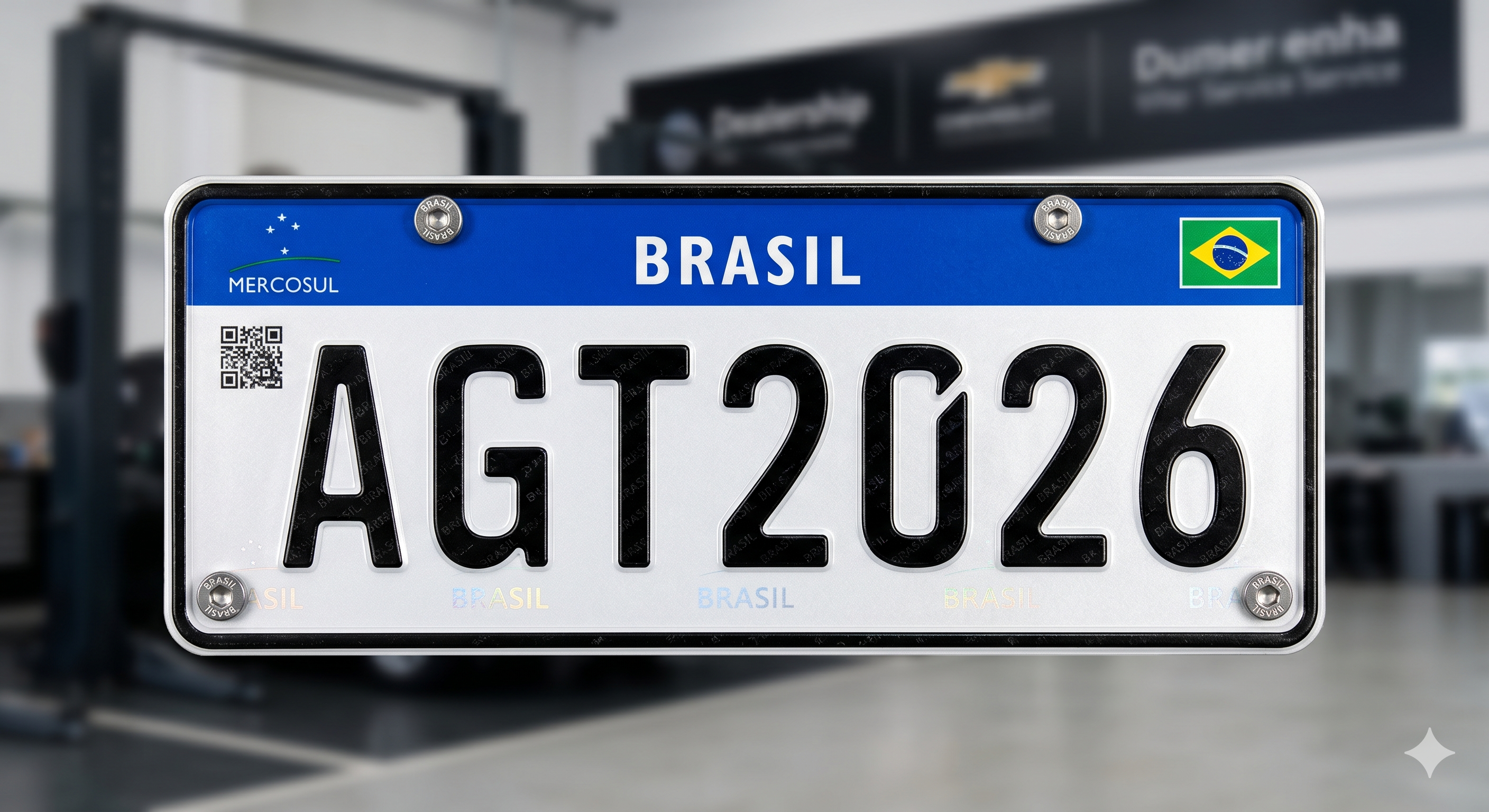 Placa de veículo exemplo Mercosul